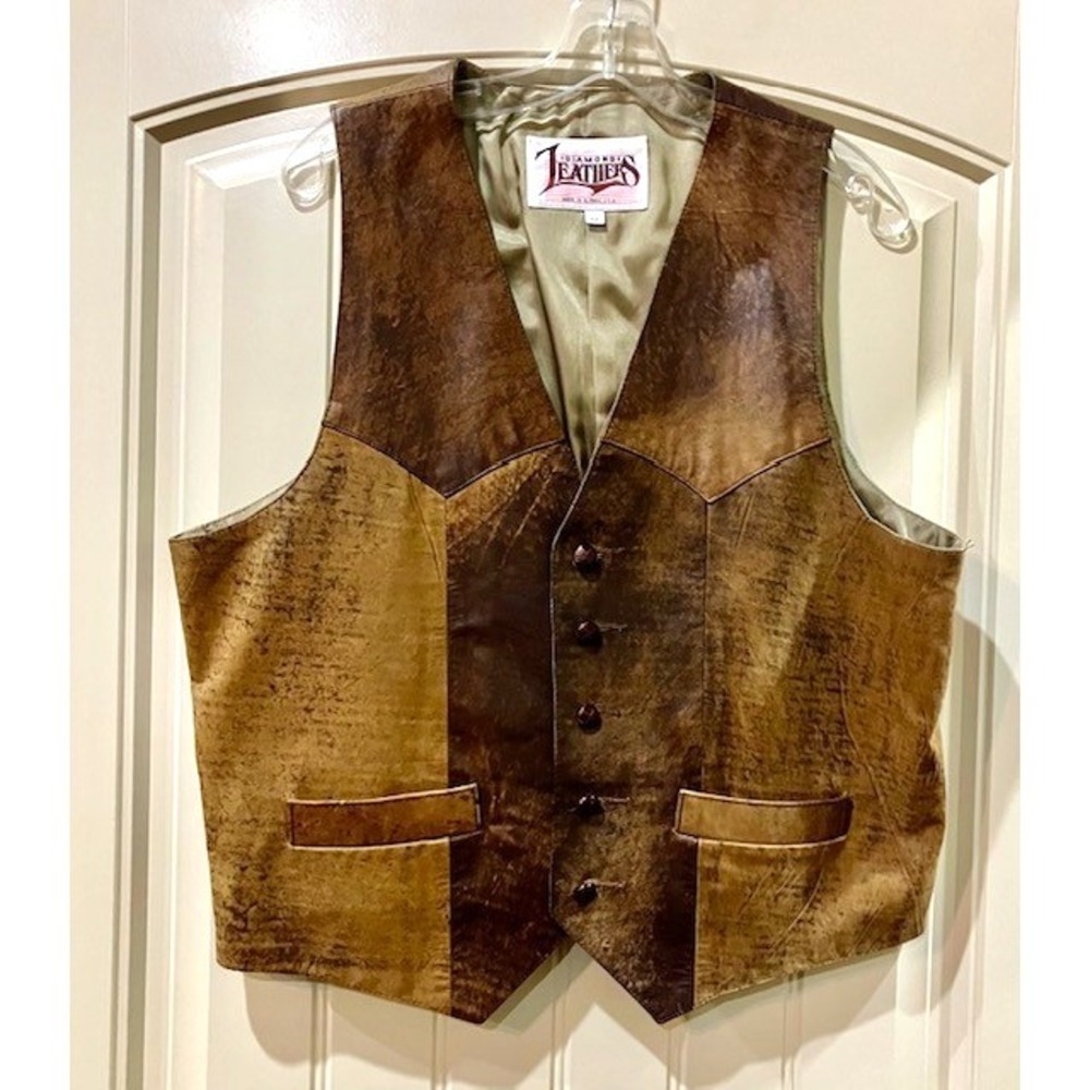 Leather Vest in Brown by Leather's